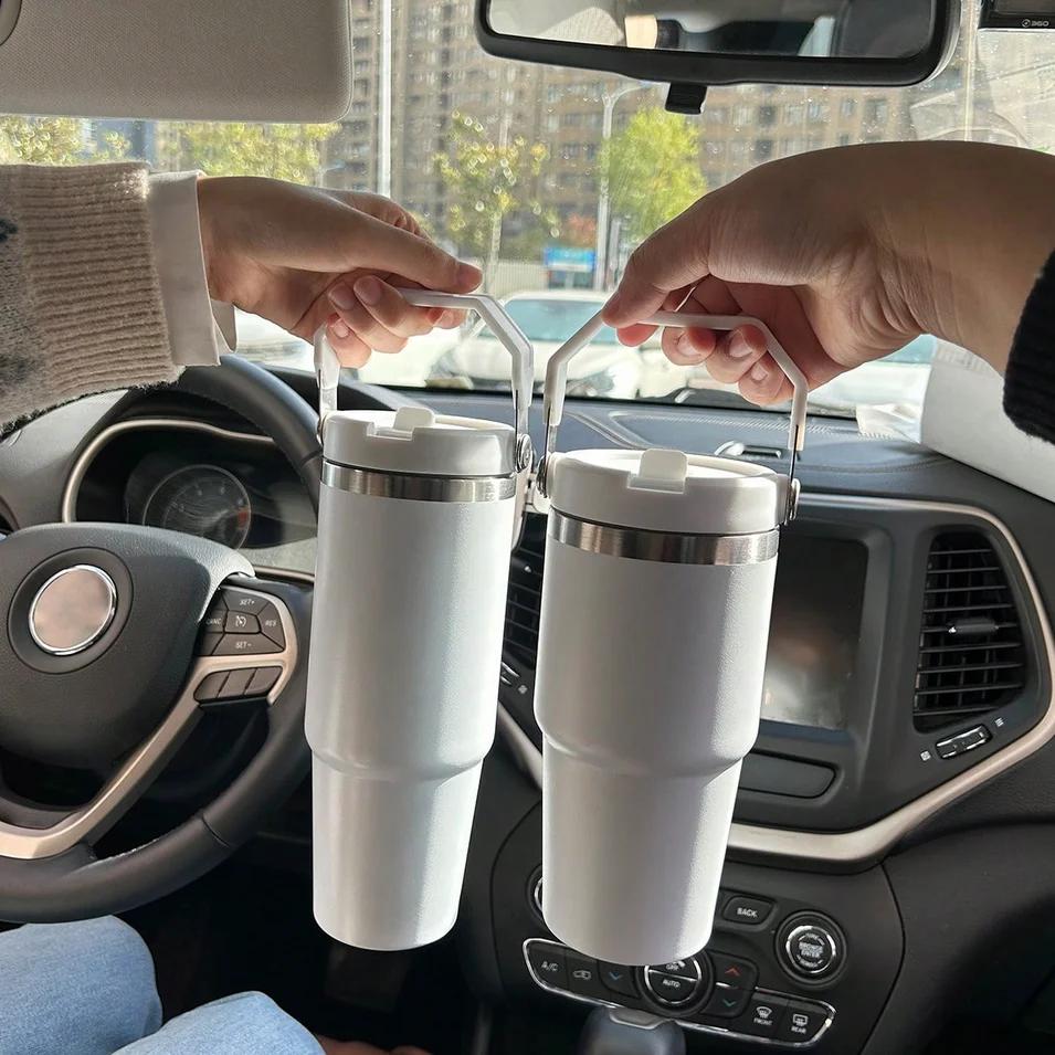 1pc Tumbler with Handle and Straw Lid, Leakproof Tumbler Vacuum Insulated Water Bottle for Home, Office or Car, Reusable Cup