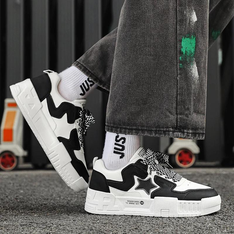 Fashion Green Star Chunky Men's Skateboard Sneakers Non-slip Breathable Men Casual Sports Shoes Comfortable Man Trendy Sneakers