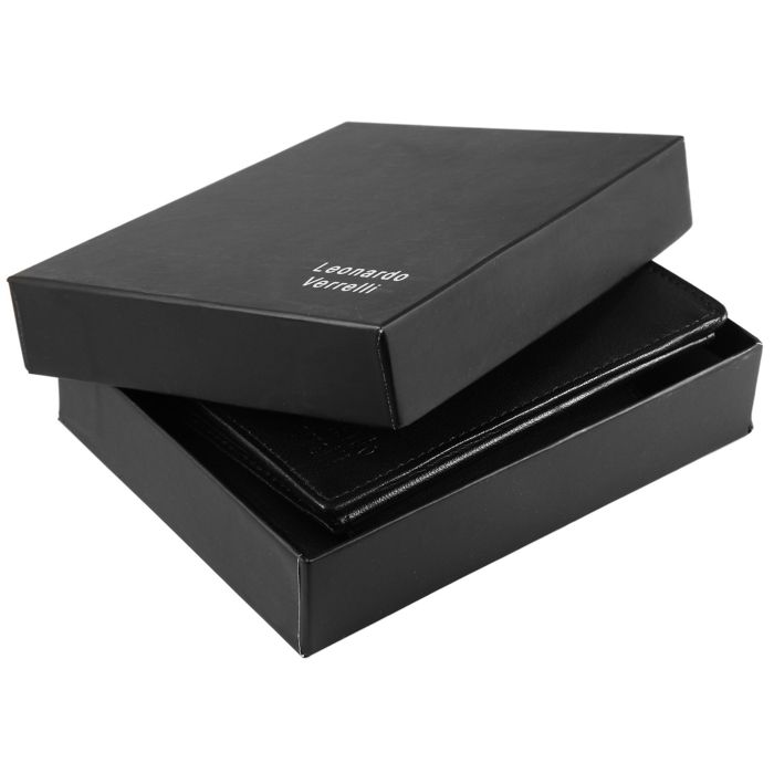 Portefeuille Leonardo Verrelli pour homme en cuir noir élégant