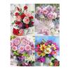 LEADINTOP 5D Diamond Art Square Beads 4 Pieces Beautiful Flower Square Beads Diamond Painting Mosaic Art Popular Present for Children Adults