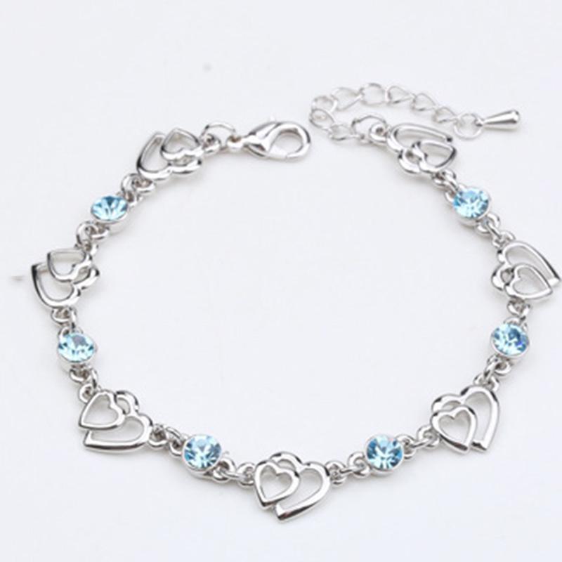 

Женский элегантный браслет с кристаллами в виде сердец любви one size