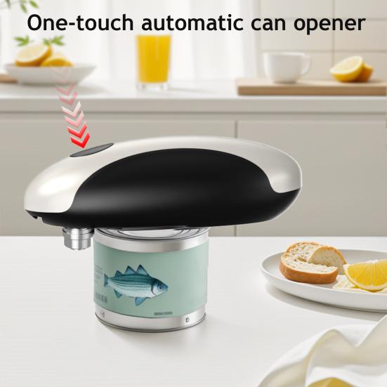 Electric Can Opener Stainless Steel Blade One-Touch Automatic Can Opener Ergonomic Handle Safety Button Hands Free Kitchen Gadget
