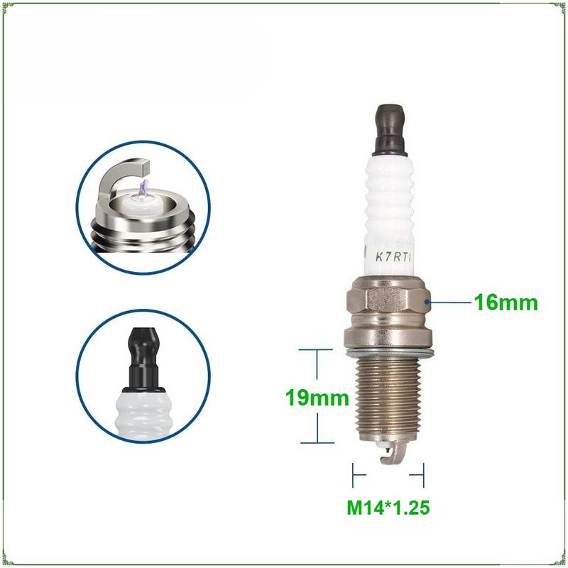 Spark Plug K7RTP M14*1.25 Replace for Chery Tiggo Fulwin QQ E3 A3 A5 E5 V5 OEM A11-3707110CA Roewe 5/ Arrizo 3/E3/ Fengyun 2