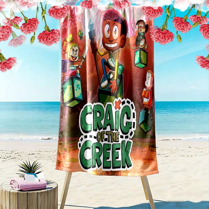 Creek Fun Print Beach Towel, Large Soft Quick Dry Towel for Beach Camping Swimming