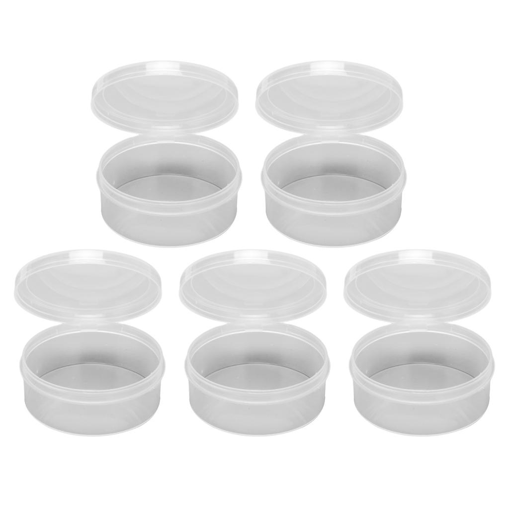 5PCS Sponge Transparent Storage Box Multipurpose Portable Round Clear Small Plastic Containers for Small Items Crafts