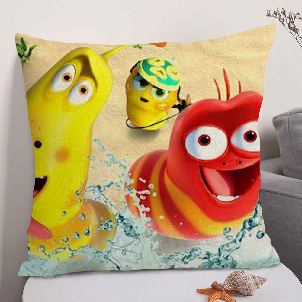 Classic Funny Anime LLarva Cushion Cover Natural Linen Organic Fabric DoubleSided Printing Sofa Home Decor Gift Pillow Case