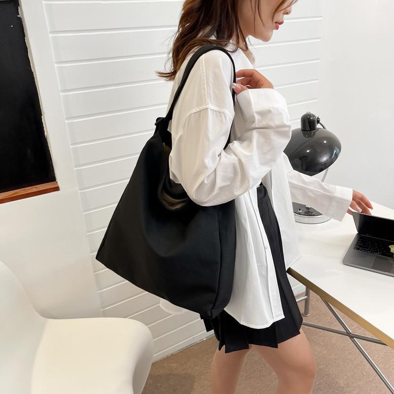 Large Capacity Canvas Shoulder Bag For Women Stylish Korean Trendy Shopping Tote