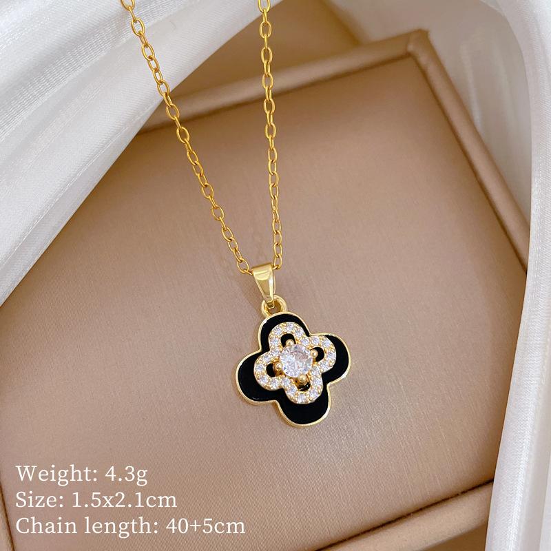 Kupfer-Mikro-Intarsien Leichter Luxus Mode Persönlichkeit Temperament Wunderschöne Voll-Diamant-Halskette Damen Vielseitige Schlüsselbein-Kette Titanstahl