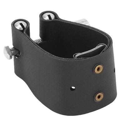 Saxophone Mouthpiece Ligature Black PU Leather Tenor Sax Mouthpiece Fastener with Adjustable Screw