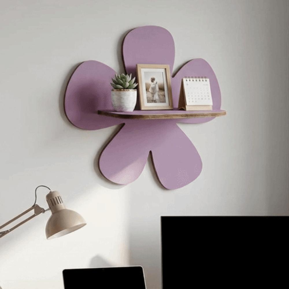 Modern Wooden Flower Floating Wall Shelf Wall-Mounted Flower Shape Plant Shelf Decorative Wall Hanging Shelf Dormitory