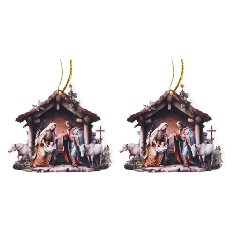 2pcs Acrylic Wall Decors Smooth Surfaces Nativity Scene Pendant Easy To Clean For Stylish Indoor Environment Accessories
