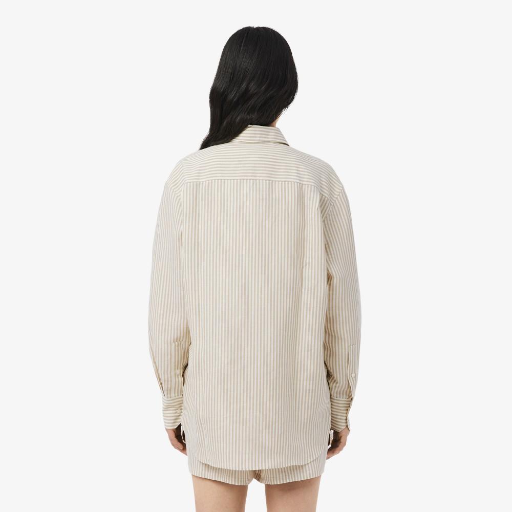 Lacoste Women's Linen Blended Stripe Shirt CF1429-56G8GI