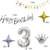 Balloon 3rd Birthday Silver, Birthday Decoration Girls Boys 3 Year, Happy Birthday Foil Balloon 3, Balloon 3 Decoration for the Birthday, Decoration