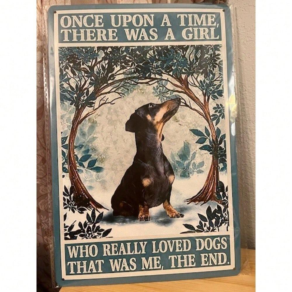 Vintage Dachshund Tin Metal Wall Art Sign - Retro Dog Decor for Home Bar Cafe 12x8 Inch