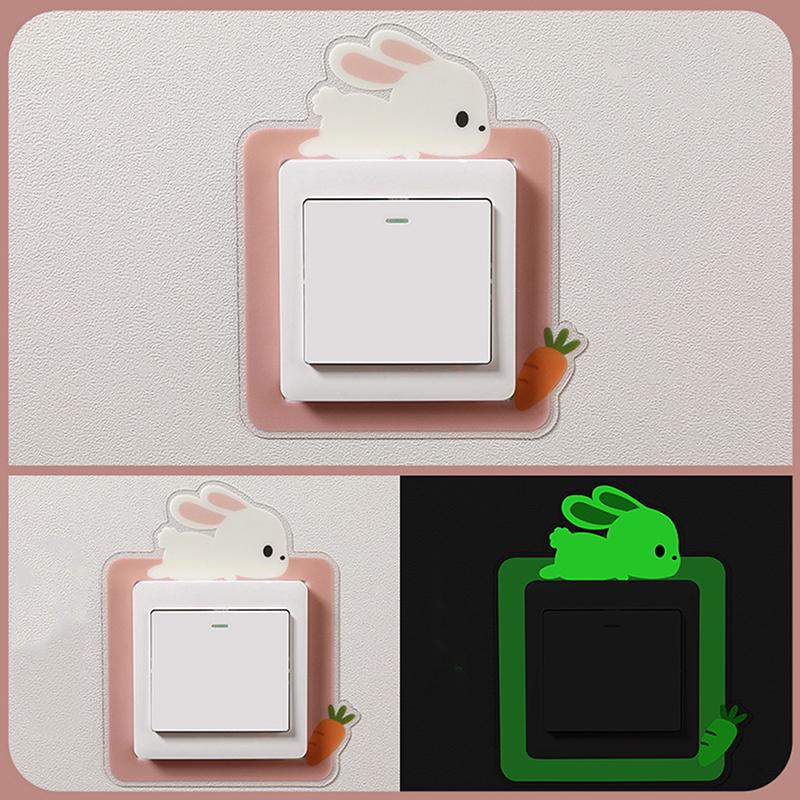 Luminous Animal Switch Sticker Cartoon Sticker Glow In The Dark Fluorescent Decoration Panda Switch Sticker Home Kid Room Decor
