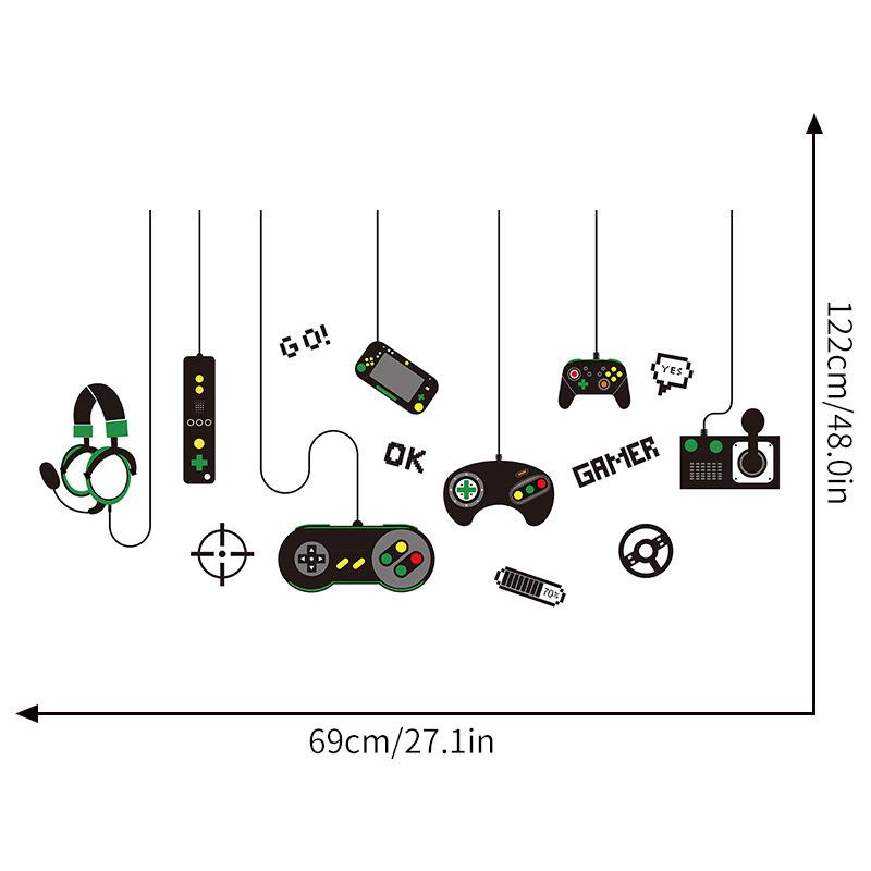 

Gaming Controller Wall Sticker Waterproof Self Adhesive for Game Room Decoration 30x60CM*2pcs чорний