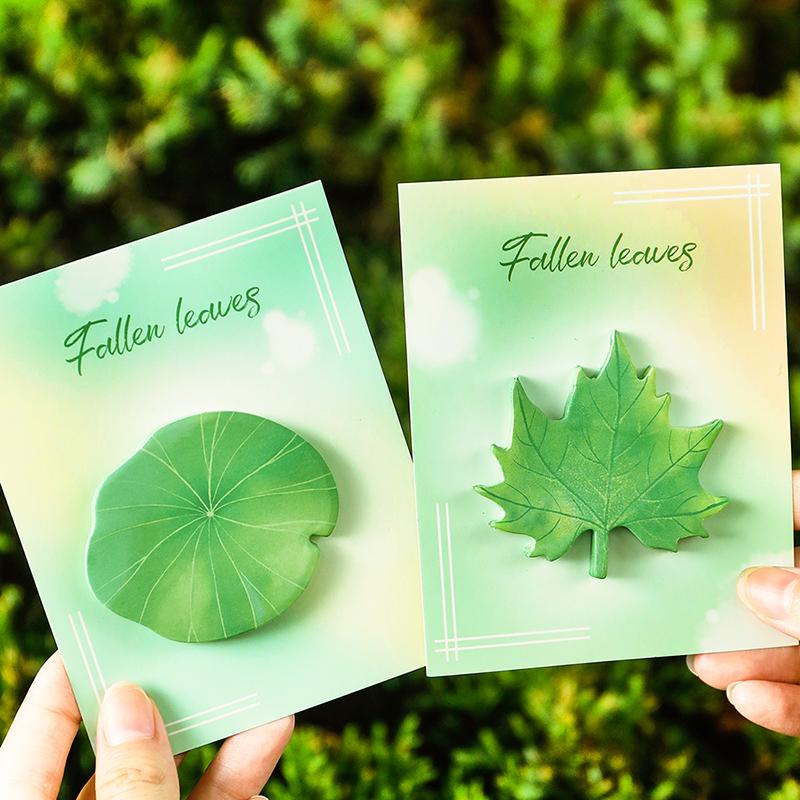 30Sheets Green Leaves Memo Pads Simple Scrapbooking Sticker School Supplies Post Sticky Notes Office Stationery
