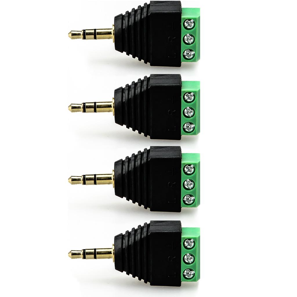 Pachet de 4 Adaptor Audio Video Stereo 3.5mm Tată la Terminal cu Șurub Mamă pentru Proiecte DIY Ușoare și Utilizare Profesională