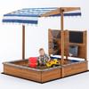 Children's Sandbox - GINGER HOME - Adjustable Roof - Sand Mill - Car Track