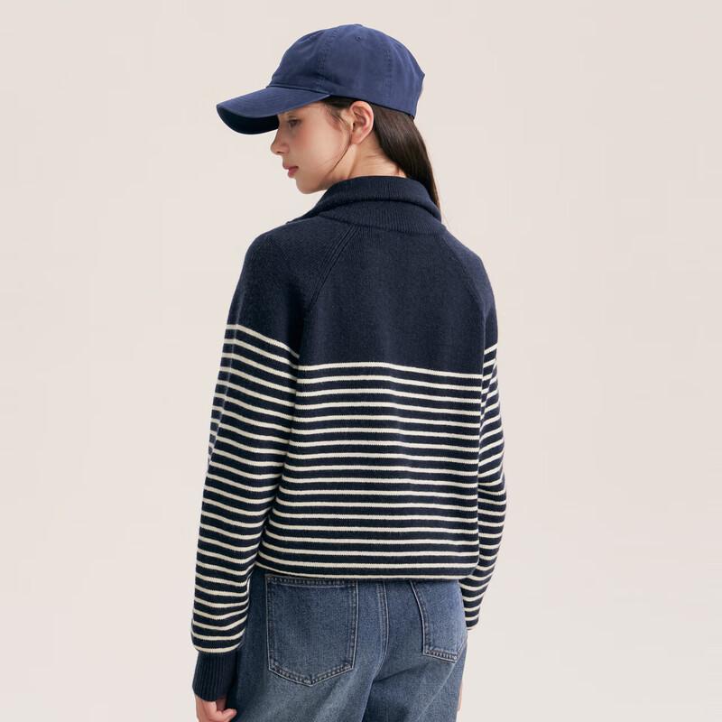 DEESHA Girls' Striped Half-Zip Pullover Sweater