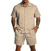 Men's Casual Two Piece Set Short Sleeve Button Down Shirt with Matching Shorts Lightweight Summer Outfit for Outdoor Activities