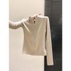 European-Style Slim-Fit Women's Zipper Collar Long-Sleeve T-Shirt, Brushed Warm Inner Layer for Autumn/Winter, Elegant Ins Style Base Top