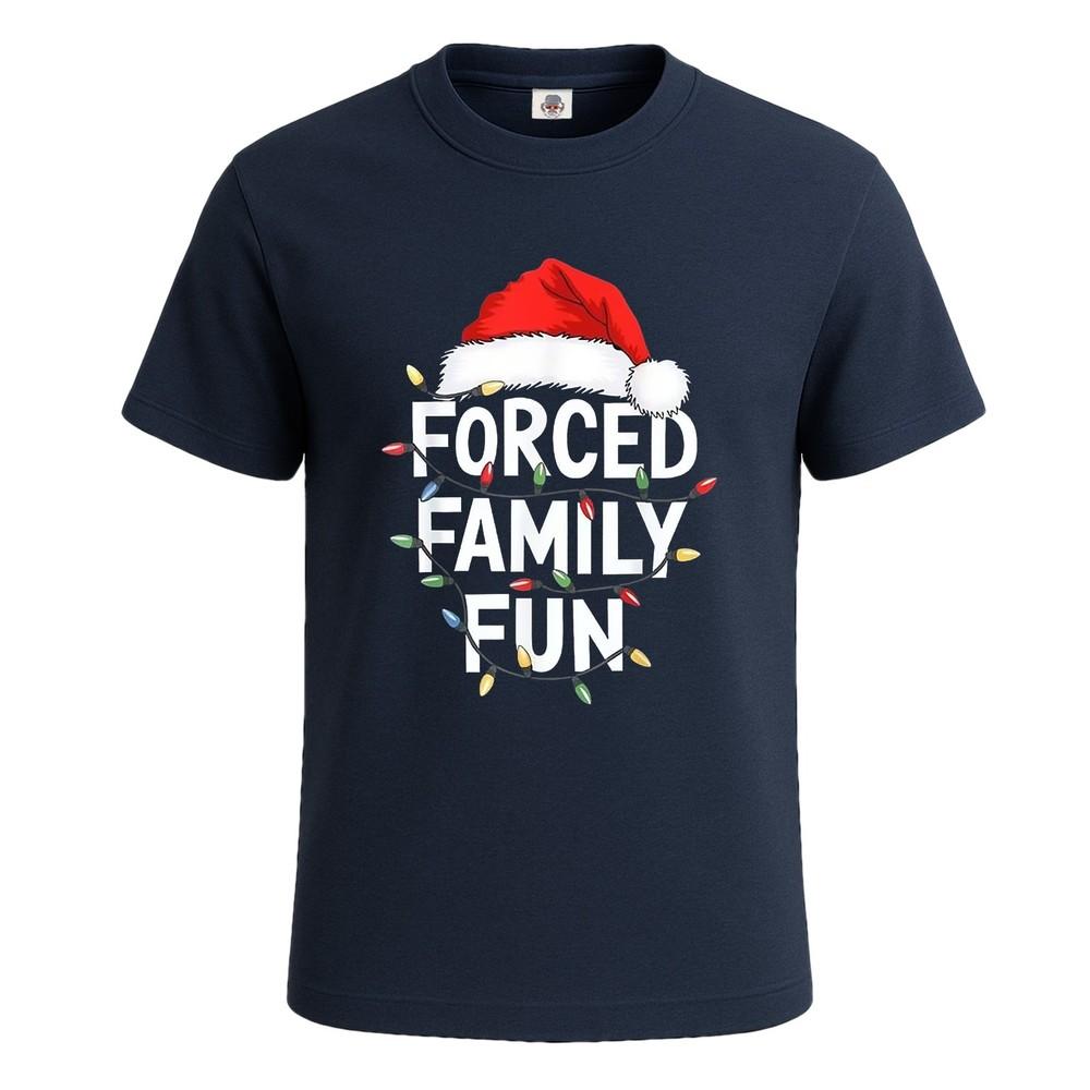 Forced family fun winter holidays funny tshirt for mens xmas novelty tee top 2XL