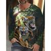 Tiger Graphic Men's Long Sleeve T-shirt for Men Clothing Casual Top Tee Shirt Fashion Animal 3D Full Printing Streetwear
