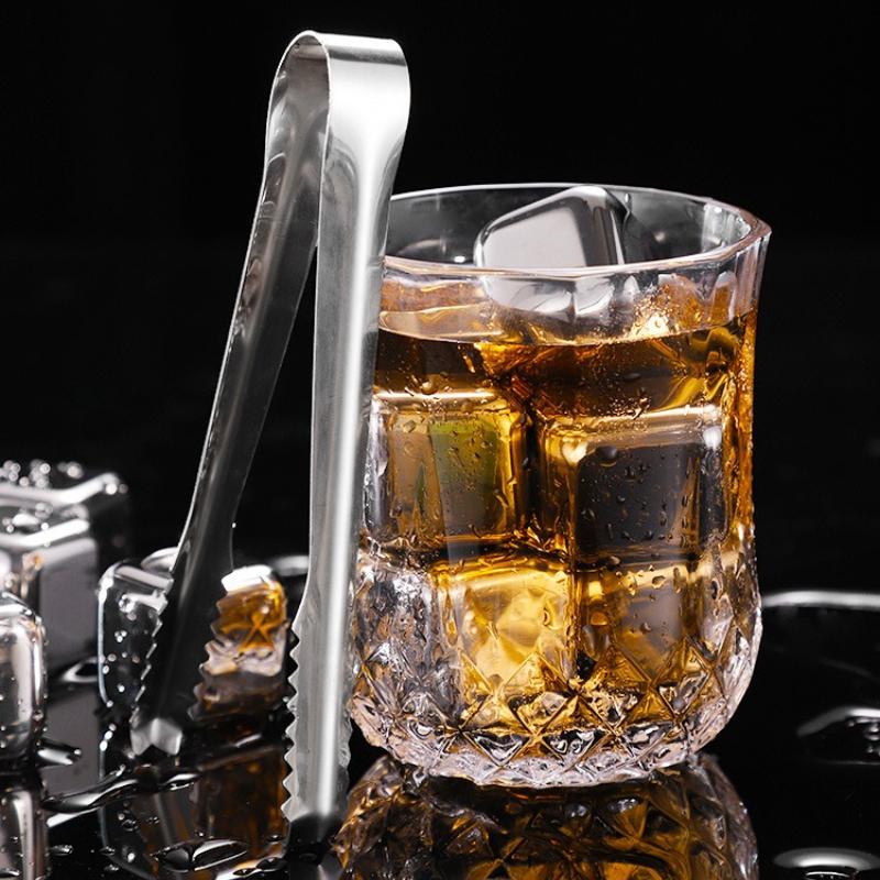 304 Stainless Steel Ice Cubes Metal Ice Pellets with Clips Quick-Freezing Ice Crystals Ideal for Whiskey Red Wine Beverages
