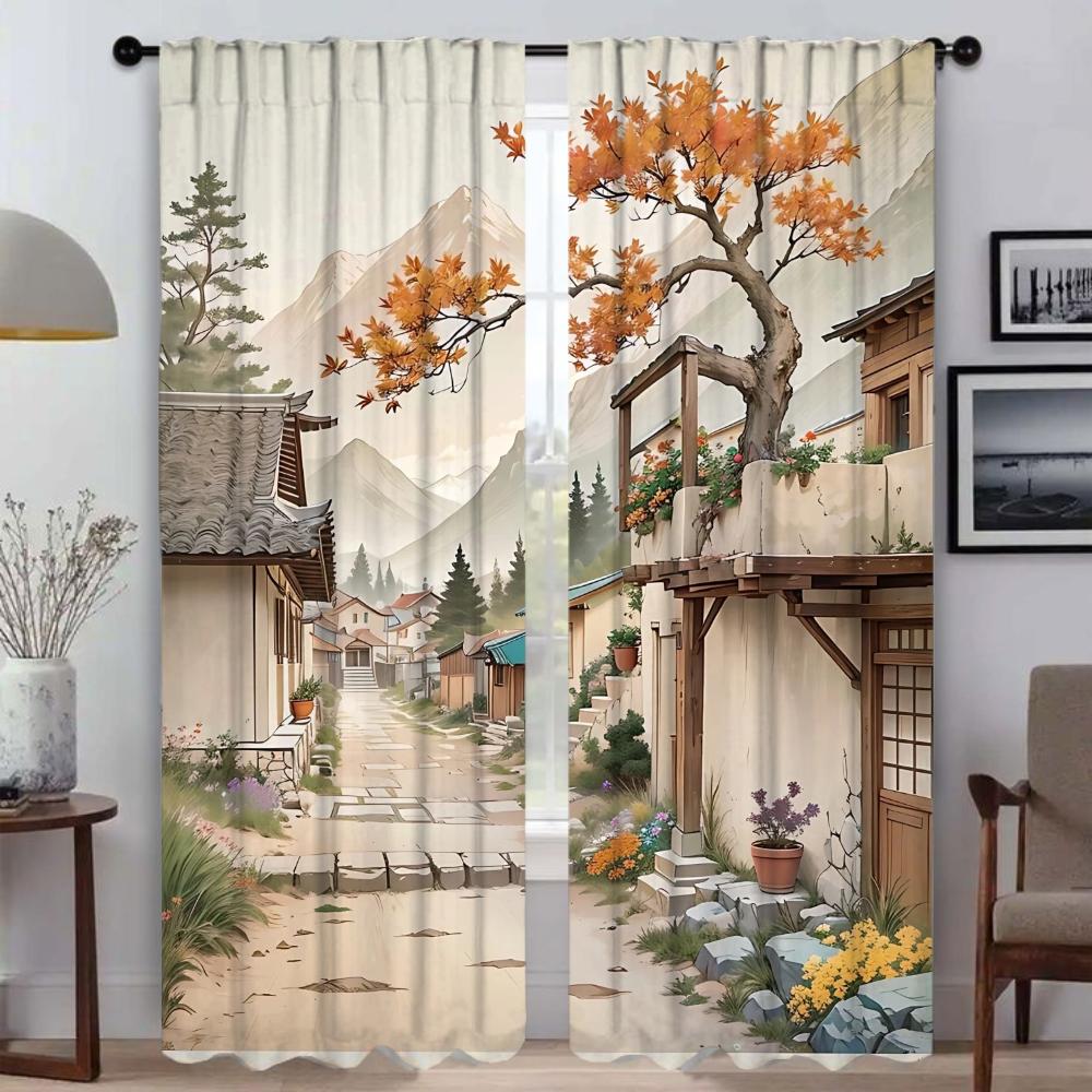 Elegant Room Curtains for Living Room The Autumn Days Halloween Decoration Window Curtain Home Interior Curtains 2 Pieces Shades