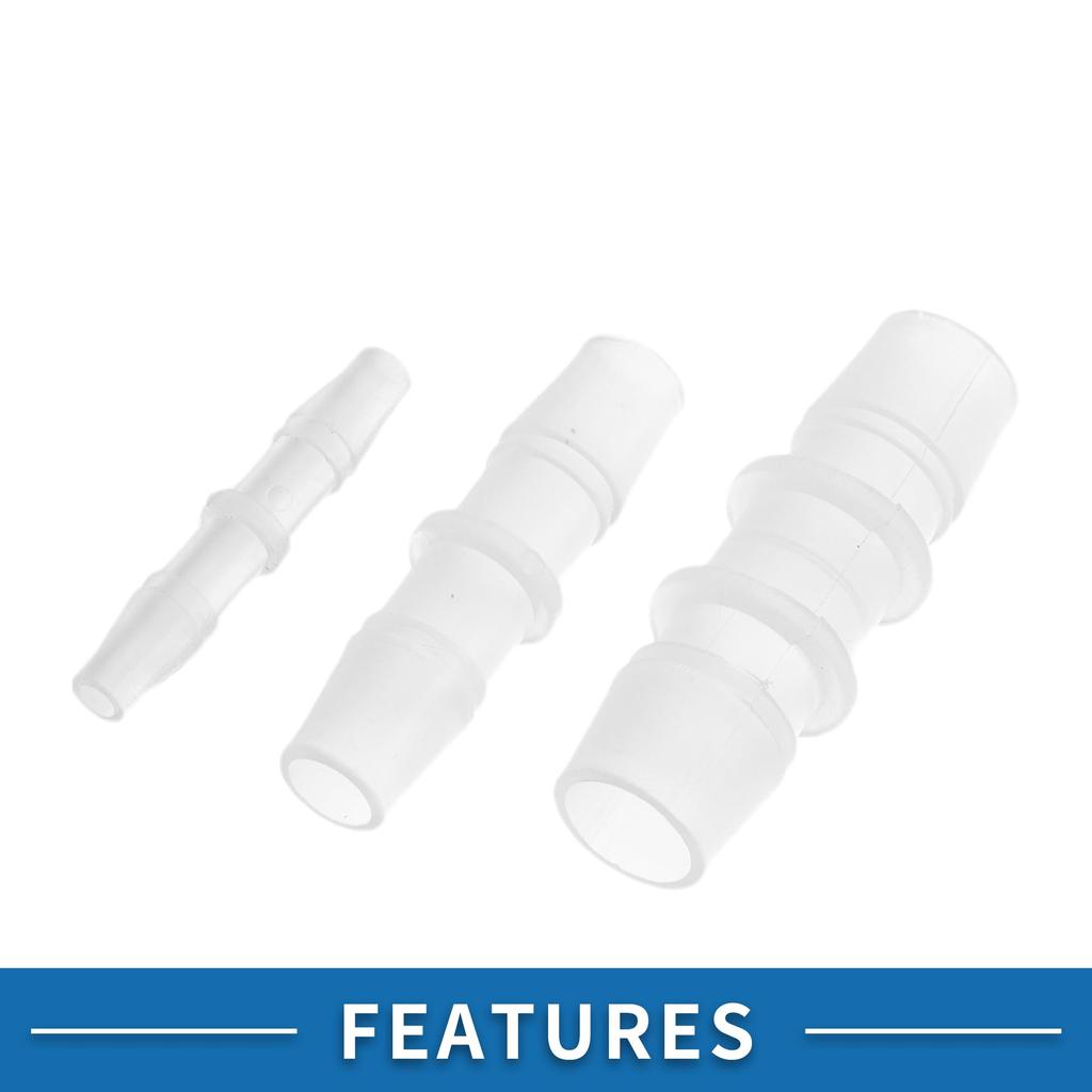 A ABSOPRO Vacuum Tube Connectors 3/16" 1/2" 3/8" 6 Pcs Plastic Hose Barb Fittings Assortment of 3 Sizes PP Clear