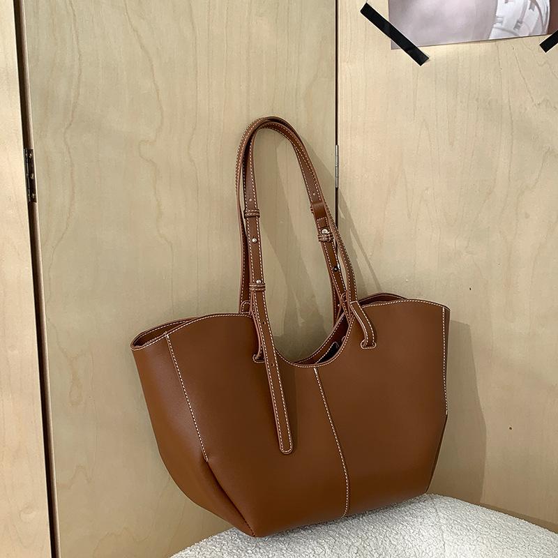 New Korean Retro Lazy Casual Tote Bag with Large Capacity and High-end Feel for Commuting, Hand-held, Single Shoulder Bag коричневый