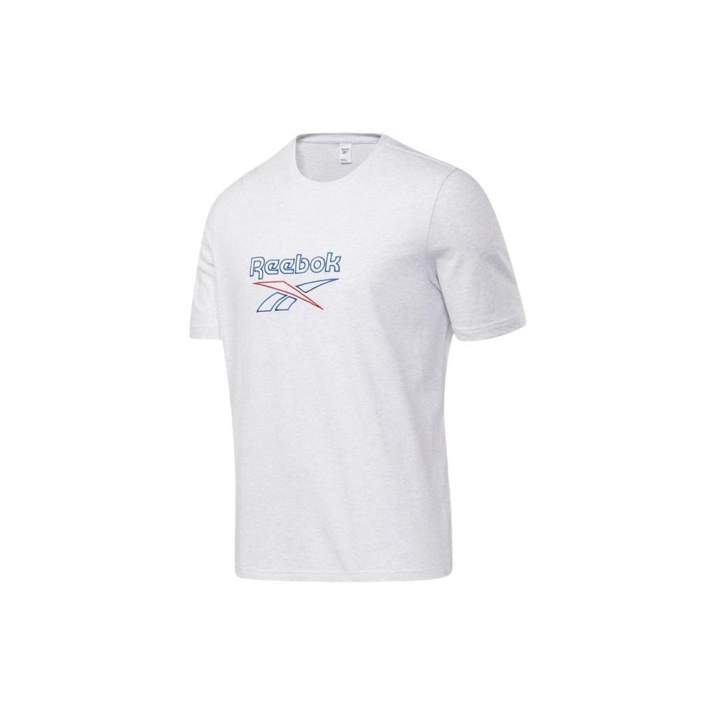 Reebok American Retro Casual Logo Print Short Sleeve Crew Neck T-Shirt Unisex Tops Light-Gray GU3876