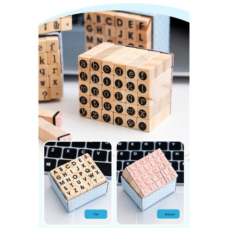 30Pcs Wood Craft Stamp Vintage Scrapbooking Stamp Wood Letter Stamper for Card Making Scrapbooking Journal Planner Albu