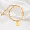 A-Z 26 Lettere Cavigliera Bracciale Colore Oro Acciaio Inossidabile Maglia Figaro/Gourmette 10 pollici