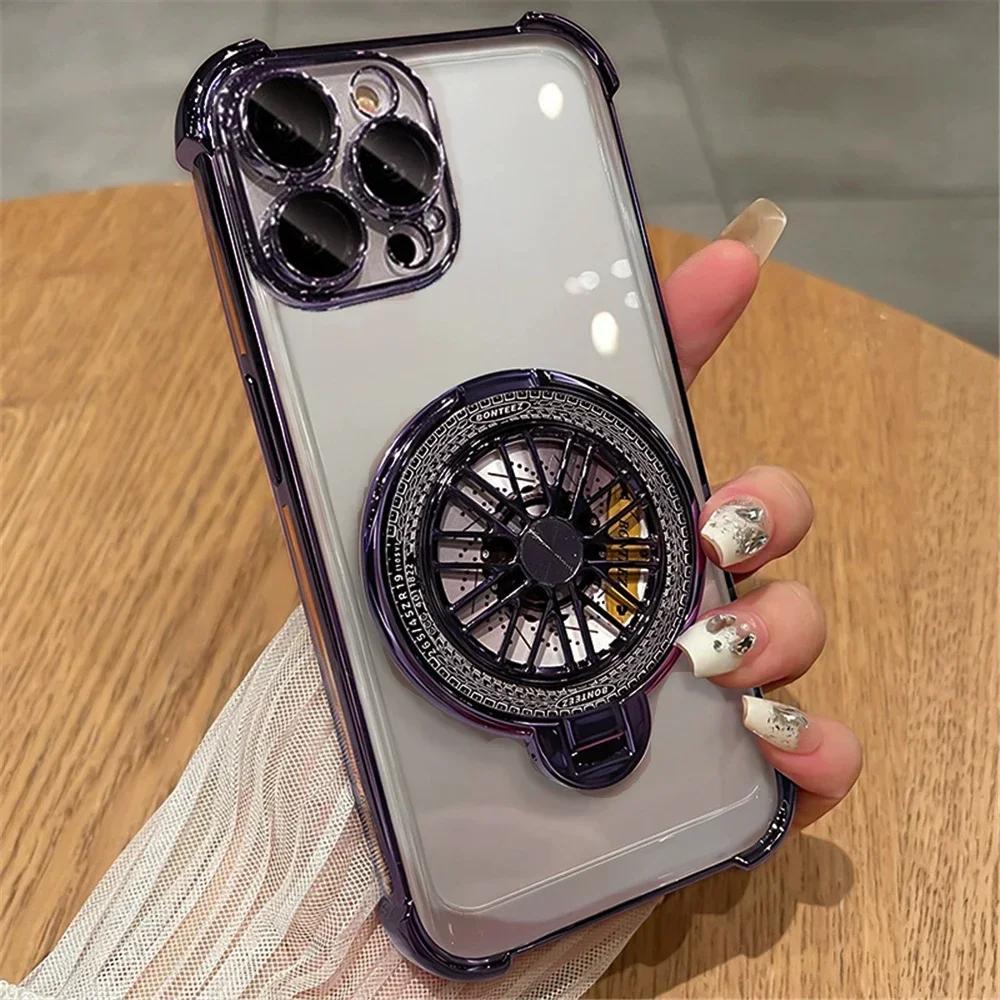 Luxuriöse magnetische rotierende gyroskopische Halterung Handyhülle für Xiaomi 13T 12T Pro 14 13 12 12S 12X Galvanisierungs-Transparente Stoßfängerabdeckung