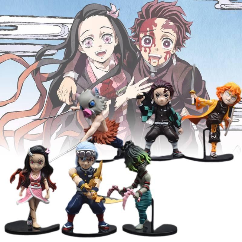Demon 6pcs Slayer Kamado Nezuko Figurine Anime Model Sculpture Toys Gifts Xmas