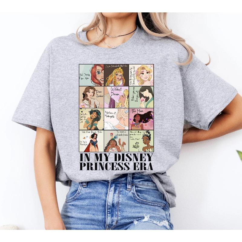 Land Trend Casual Loose Princess Age Watercolor Master Tshirt Belle Ariel Lepei Ello Cinderella Unisex All Seasons