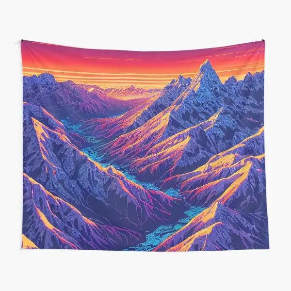 Nature Mountain Tree Tapestry Aesthetic Landscape Tapestry Green Woodland Scenery Wall Hanging for Bedroom Living Room Decor