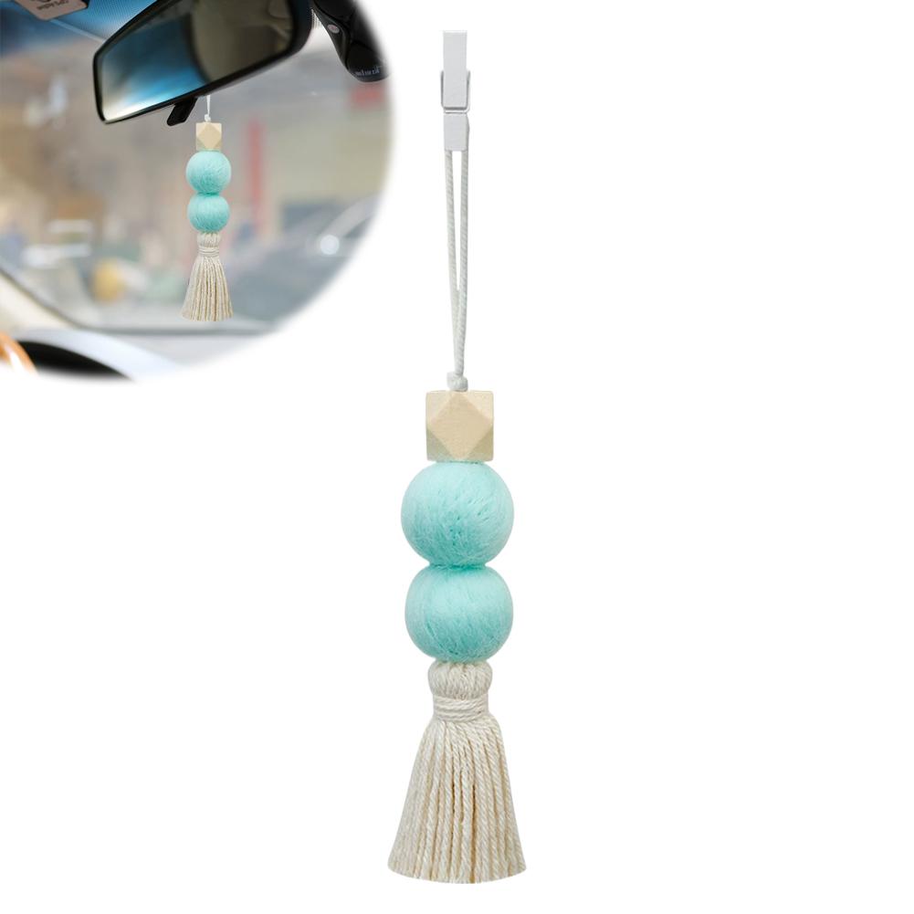 Handmade Heart Tassel Car Hanging Ornament - French Retro Style Woven Mirror Pendant, Bohemian Romantic Gift