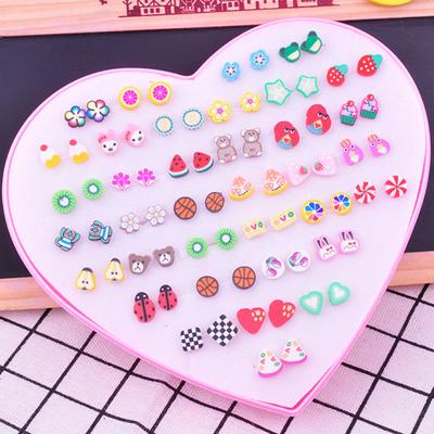 36 Pairs Women Ear Studs Set Shining Multi-Color Cartoon No Harm Decorative Stainless