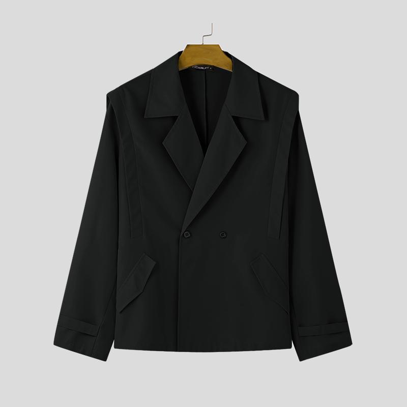 INCERUN Ανδρικά μακρυμάνικα μπουφάν με οδοντωτό ρεβέρ Casual Loose Cargo Παλτό