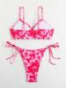 2025 Cross-Border Lace-Up Printed Bikini Swimsuit for Women - European & American Style