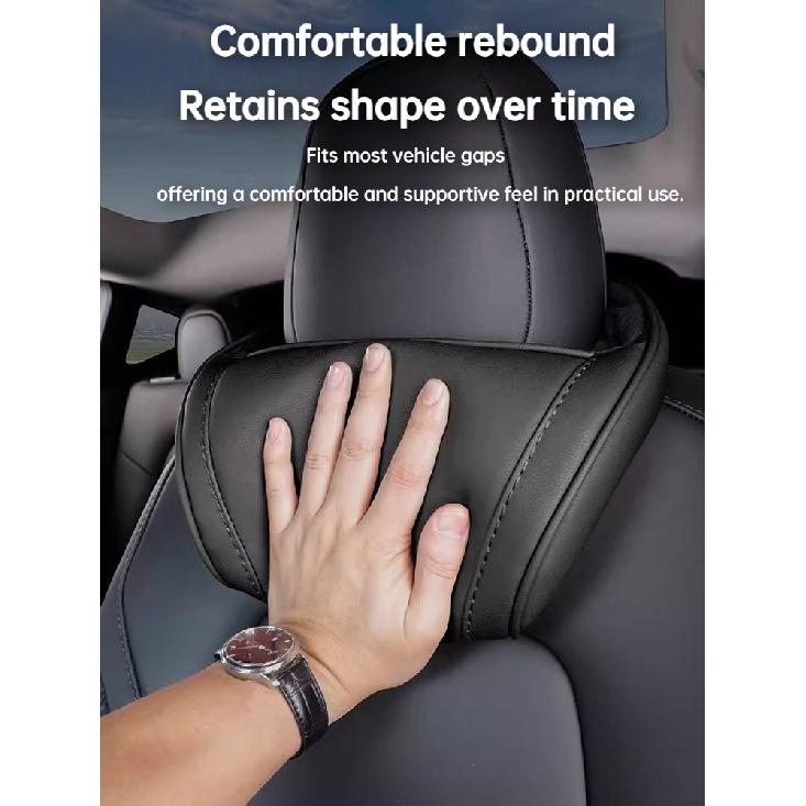 YZ for Tesla Model 3/Y/X Juniper Highland Neck Pillow Seat Headrest Travel Rest PU Leather Memory Foam Pillows Car Accessory New