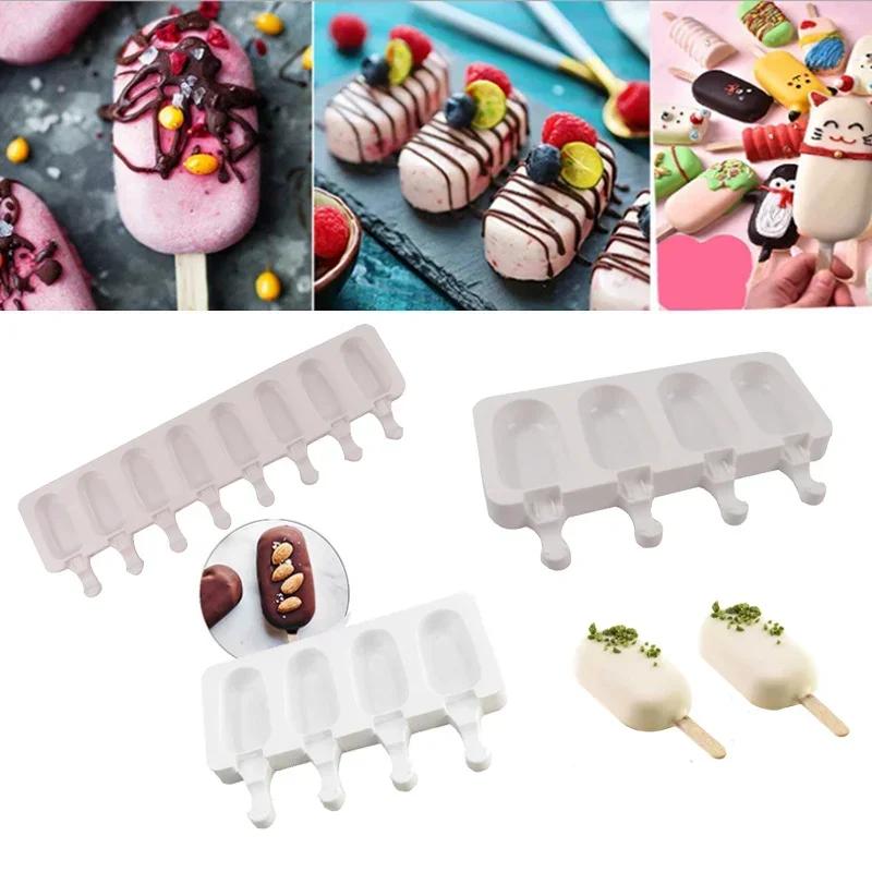 Thick material Silicone Ice Cream Mold Makers DIY Dessert Molds Moulds Tray With Popsicle
