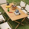 Portable Folding Roll-Up Camping Table - Easy Storage, Carbon Steel BBQ Stand.