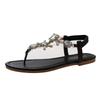 Strass-Sandalen mit flachem Boden Damen Sommer neue Zehen große Größe Strandsandalen