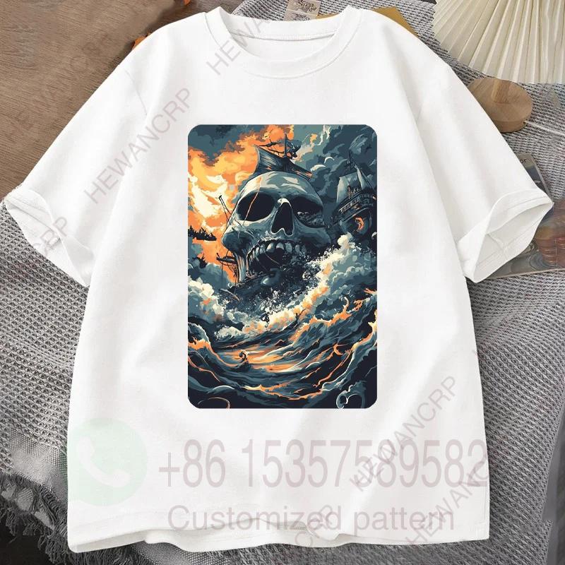 Pirate Horror TShirt Mens Tracksuit Round Neck Short Sleeves Casual Cotton Pullover Sweatwicking Breathable Sportswear