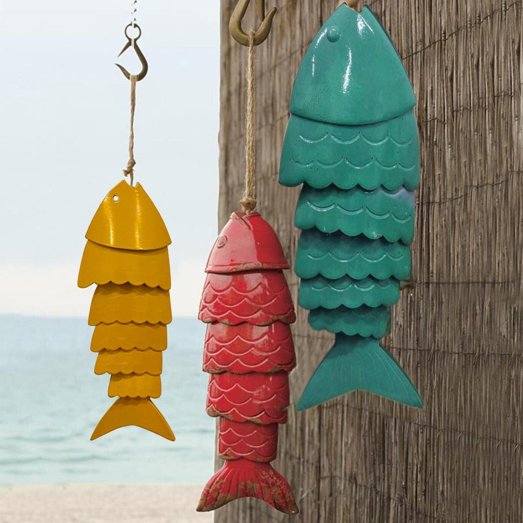 Colored Fish Wind Chime Hanging From Your Porch Or Deck Weather-Resistant And Artistic Wind Chimes Mobile Create Atmosphere