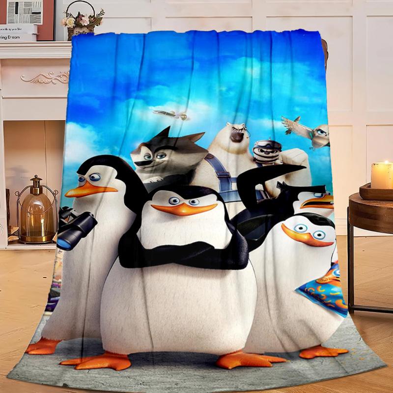 1PC Penguins Dventure Flannel Blanket Gift, Suitable for Both Men And Women, Soft Ideal for Beds And Sofa, Birthday Or Christmas Gift